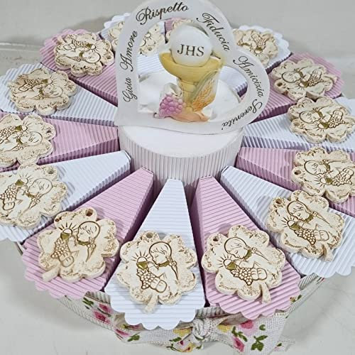 bomboniere Comunione ecomomiche Originali Torta Porta Confetti Calice con Confetti (Torta 14 fette Femmina)
