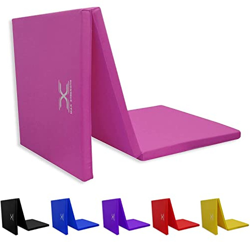 Gymnastik 6 ft Tri, zusammenklappbar Mats lang mit hoher Dichte 5 cm Dicke Schaumstoff Weiche rutschfeste Oberfläche Tragegriffe für Fitness-Studio Crash Tumble Yoga Pilates Boden Workout Equipment