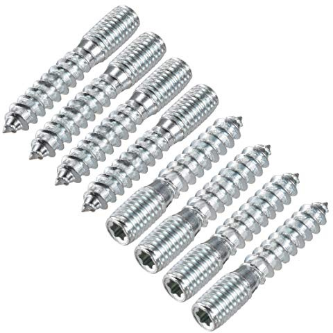 uxcell 8Pcs M10x50mm Hanger Bolt Double Headed Bolt Self-Tapping Screw for Furniture