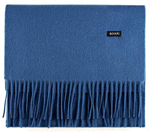 Bovari Kaschmir Schal Damen – 100% Kaschmir/Cashmere – Premium Qualität – 180 x 31 cm - viele Farben (Blau (Classic Blue))