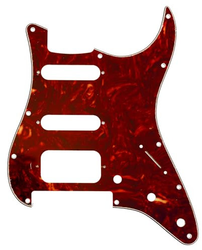 Musiclily Pro 11 Löcher Round Corner HSS Strat Pickguard Gitarren-Schlagbrett für USA/Mexican Stratocaster Open Pickup mit Floyd Bridge Cut,4 lagig Vintage Tortoise