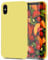 Feyten iPhone XS/iPhone X Case [with Free Tempered Screen Protector], Liquid Silicone Gel Rubber Soft Touch Cover Full Protective Case for iPhone XS/iPhone X 5.8 (Lemon Yellow)