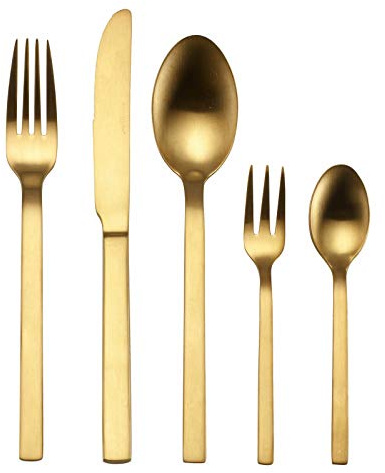 Echtwerk EW-BS-1150G Tafelbesteck Milos Edition, PVD Gold mattiert, 30-teilig, für 6 Personen, Edelstahl 18/10, Besteck Set, inkl. Aufbewahrungs-Kassette
