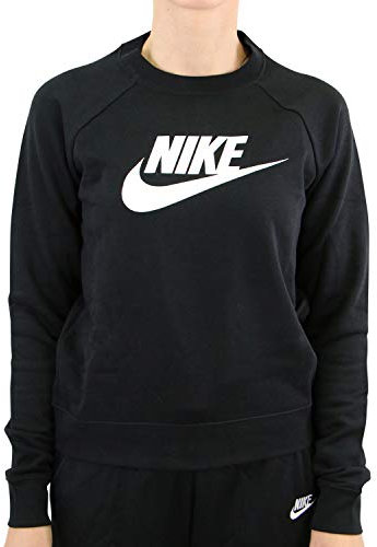 Nike Damen nsw essntl crew flc hbr Pullover Sweater, Black/(White), 17-23 EU