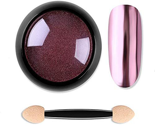 Uhat Nail Art Glitter Mirror Chrome Powder Rainbow Laser Holographic Nail Powder Dust DIY Manicure Pigment (Rose Gold)