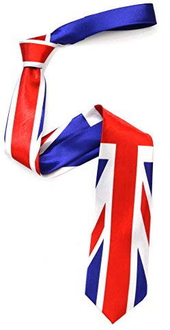 The Tie Co™ Krawatte, breit und schmal mit Union Jack-Muster Gr. Einheitsgröße, 1 – Große Königsblau und leuchtend rote Flagge.