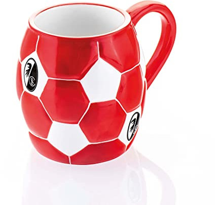 SC Freiburg Tasse - Fußball - rot/weiß Kaffeetasse Becher Pot - Plus Lesezeichen Wir lieben Fußball