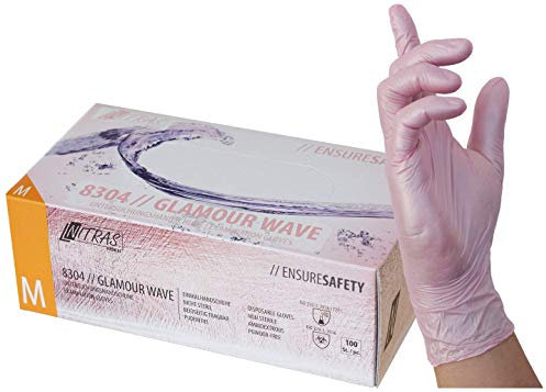 NITRAS Gants jetables en nitrile XS, rose glamour (100 pièces)
