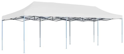 vidaXL Pop-Up Partyzelt Faltbar Wasserbeständig Pavillon Festzelt Gartenpavillon Bierzelt Faltpavillon Faltzelt Gartenzelt Garten 3x9m Weiß