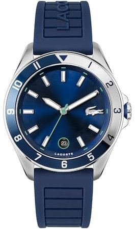 Lacoste Montre Analogique à Quartz pour Homme Collection TIEBREAKER avec Bracelet en Silicone Bleu - 2011125
