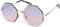 styleBREAKER Damen Runde Sonnenbrille Rahmenlos mit getönten Gläsern im Diamant Schliff, Geprägte Bügel, Vieleckige Gläser 09020118, Farbe:Gestell Gold/Glas Blau-Rosa Verlauf