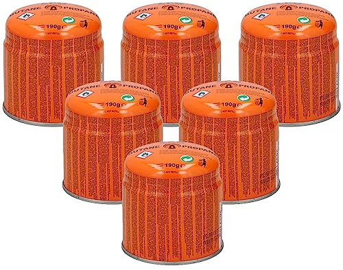 Taylor & Brown 6 x 190g Butane-Propane Mixture Pierceable Gas Cartridges for Camping Stoves With Gas Stop System Complies With EN 417