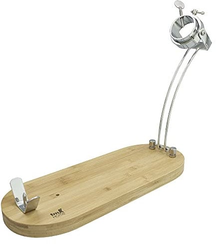 TM Electron HOCU105 Jamonero de Madera de bambú, Tacos de Silicona para una Buena adherencia, Sistema de Plegado, con Cabezal Giratorio Ajustable Ideal para Todo Tipo de paletillas y jamones