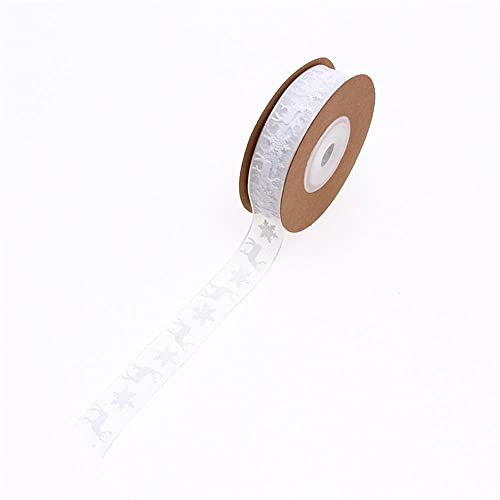 Uteruik Weihnachts-Satinbänder, Elch-Schneeflocke, bedrucktes Band, Rolle für Geschenkverpackungen, Haarschleifen, Trimmen, Nähen, Handwerksprojekte, 10 m x 1,5 cm (#C)