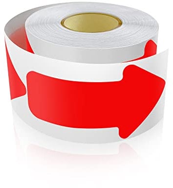Meitaat 200 Stück Pfeil Aufkleber 5 x 10 cm Pfeile Bodenmarkierung Rolle Selbstklebend Boden Sticker Wetterfest Rot