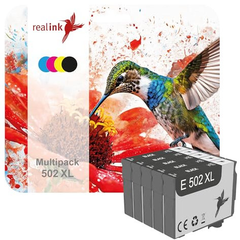 realink 5 502 XL Druckerpatronen kompatibel für Epson 502 502XL Patronen für Workforce WF-2860 WF-2865 WF-2880 Expression Home XP-5100 XP-5105 XP-5150 XP-5155