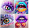 4 Stück 5D DIY Diamond Painting Set 30x30 cm Diamant Painting Bilder Malen nach Zahlen Auge und Mund Stickerei Gemälde für Kinder Mädchen Erwachsene Diamond Painting Starterset Home Wand Decor