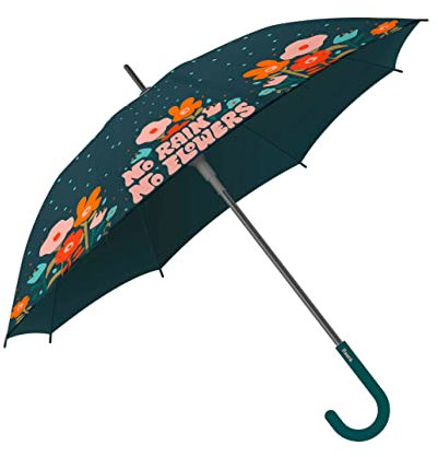 FISURA - Großer Schirm kein Regen keine Blumen. Jugendschirm mit Blumen. Automatischer Regenschirm mit Knopf. Stabiler bedruckter Regenschirm. 106 Zentimeter im Durchmesser.