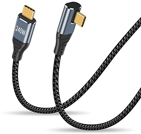 Duttek Angle Type C fast charging Cable 2M, 240w USB C Charger Cable, PD3.1 hacia abajo compatible con carga rápida de 140W y 100W para MacBook Pro/Air, iPad Pro/Air, Samsung S23/22/21, Pixel, Switch