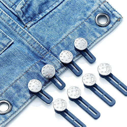 AZWOOD Taille Extender Knopf, 8 Stück Hosenbunderweiterung Knopf, Hosen Expander Elastischen Button Jeans Einziehbare Knöpfe für Hemd Hosen Kleid Hosen - Hosenerweiterung Schwangerschaft