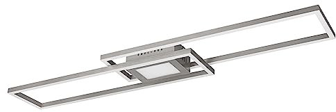 Trio Leuchten LED Deckenleuchte Ganado 670710507, Metall Nickel matt, inkl. 38 Watt LED, Fernbedienung, Farbwechsler, Nachtlicht