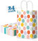 Switory 24 Stück Geschenktüten, Weiß Papiertüten mit Henkel, Punkte Klein Papiertüten Für Party, Geburtstag, Hochzeit, Valentinstag 15x8x21CM