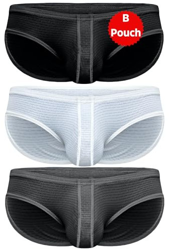 Real Men Ares-Accent Low Rise Pouch Bikini Slip - 1, 3, 6er Pack with Size ABCD Pouch XS - 5XL, 3er-Pack, Schwarz/Grau/Weiß, Small