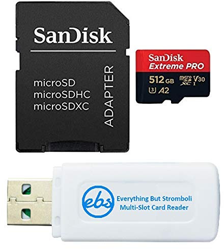 SanDisk - Scheda di memoria MicroSD Extreme Pro da 512 GB, compatibile con GoPro Action Camera Hero 12 Black (SDSQXCD-512G-GN6MA) Bundle con 1 Everything But Stromboli MicroSDXC e lettore di schede SD