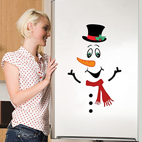Christmas Snowman Refrigerator Magnets Large Self Adhensive Magnets Stickers House Xmas Decorations Fridge Metal Door Garage Cabinets Tree Window Stickers Christmas Gifts (F-a, One Size)