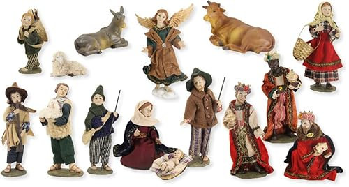 FADEDA 15x Krippenfiguren alpenländisch, Ankleidefiguren/Höhe:12 cm/handbemalt/detailgetreue Krippen Figuren - Weihnachten Tisch Dekoration Krippe Zubehör