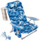 #WEJOY Faltbarer Strandkorb für Erwachsene, 4 Positionen, leichter Strandkorb, niedriger Strandkorb mit Schultergurt, Getränkehalter und Kopfstütze, unterstützt 120 kg für Strandrasen, Dunkelblau/Weiß