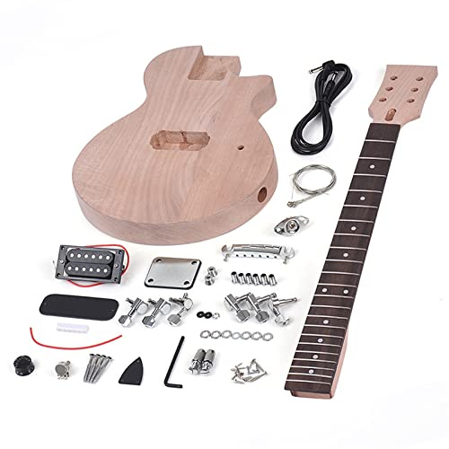 Fachmann E-Gitarren-Bausatz Für For LP Style Unfinished DIY E-Gitarren-Kit Mahagoni Korpus & Hals Palisander Griffbrett Single Dual-Coil Tonabnehmer Selbstbau Gitarrenkit