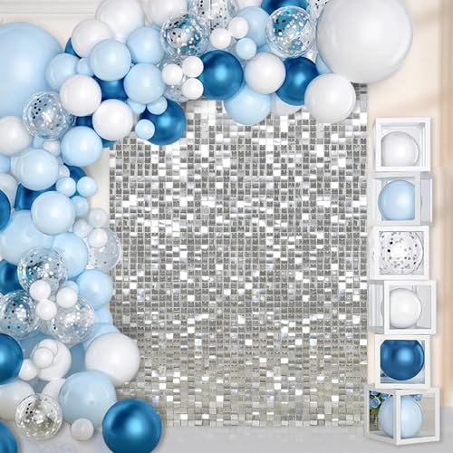 Silberner schimmernder Wandhintergrund – Pailletten-Panels, Hintergründe, 18 Paneele, Geburtstagsdekoration, Wände für Brautparty, Hochzeit