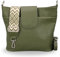 BRISE Umhängetasche Damen Echtes Leder ELLIE Handgemachte Crossbody Bag mit Ledergurt + Optionalen Breiten Gemusterten Riemen 6 Fächer Wasserdichte Schultertasche Made in Italy (Khaki - 2)