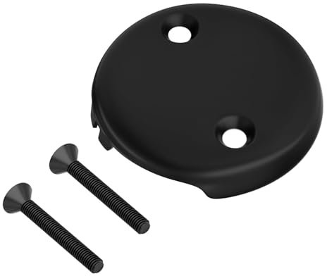 LINXINS Two Hole Bathtub Overflow Face Plate, 3-1/8 Bath Overflow Cover, Bathtub Overflow Drain Cover with Screw Fits Most Standard Bath Tub Drains (Black)