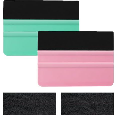 LIAMGUS 2 pcs vinyl squeegee, vinyl wrap tools, 4 Inch Felt Squeegee Vinyl Scraper Tool, for Car Vinyl Wrap, Window Tint, Wallpaper, Decal Sticker(green and pink)