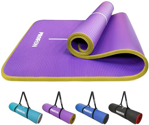 PROIRON Gymnastikmatte, Turnmatte für Zuhause mit Tragegurt Trainingsmatte Rutschfest, Yoga Matte Dick 10/15mm und Sportmatte Fitnessmatte Yogamatte Pilates Matte für Heimtraining