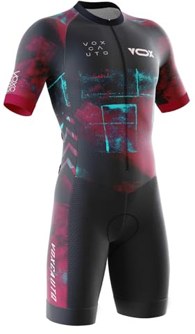 Triathlon Tri Costume,Homme Pro Trifonction Manches Courtes Sports de Plein Air Vêtements de Triathlon,Trisuit léger sans Manches pour Duathlon, Natation, Cyclisme, Course à Pied (Typ-7,L)
