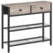 HOOBRO Mesa de Entrada de 75 cm de Largo, Mesa de Sofá de Estilo Industrial con Dos Cajones de Tejido no Textil, Consola con 3 Estantes, Dormitorio, Vestíbulo, Gris Envejecido y Negro EBG72XG01