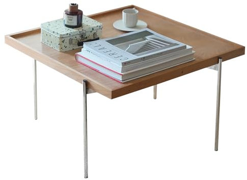Moderno tavolino da salotto in legno di ciliegio, elegante motivo geometrico, altezza 35 cm/45 cm