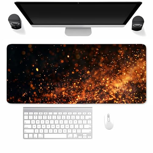 Grand Tapis de Souris de Jeu Noir Orange, Tapis de Souris XXL 1500x800x2mm, Mat de Claviers étendu avec Bords Cousus, Facile à Nettoyer, pour Souris Claviers Gamer Bureau