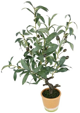 Albero di ulivo artificiale con frutti neri, 57 cm, verde oliva, pianta artificiale mediterranea, albero ornamentale, albero decorativo, piante toscane, pianta in vaso, decorazione meridionale, 57 cm