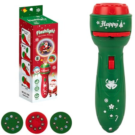 Projector Flashlight for Kids,Christmas 24 Patterns Slide Projector Torch Projection Light, Christmas Toddler Toys,Flashlight Projector Torch Lamp,Projection Torch for Kids Birthday Gift Baby Toys (A)