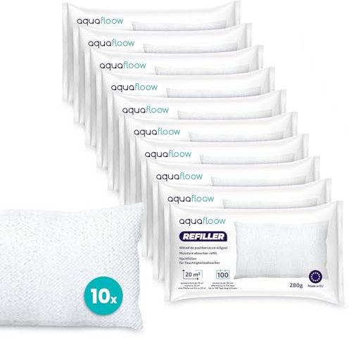 Aquafloow 10x Bolsa Recambio Absorbe Humedad 280 g, para Habitaciones de hasta 20m³ | Previene la Condensación y Los Malos Olores, Absorbe Humedad