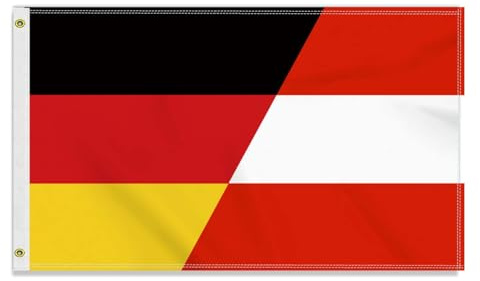 Große 90×150 CM Deutschland Österreich Flagge, großes 150D Deutsch Österreichs Freundschafts banner,Strapazierfähige Deutschlandfahne Doube-Seitendruck Dekor Messingösen large Austria