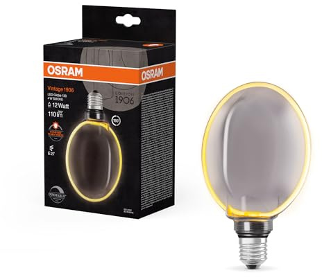 Osram Vintage 1906 Globe 130 Filament O Lampe, 4 W, 110 lm, 1800 K, 818 angenehmes Warmweiß, Smoke, IP 20, bleifreies Glas, 130 mm, E27 Fassung