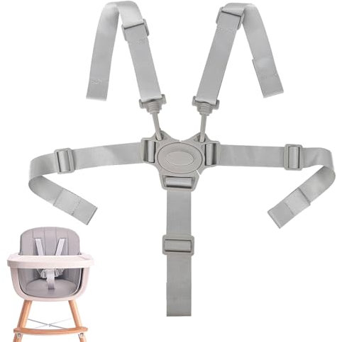 5 Punkt Gurt Sicherheitsgurt,Hochstuhl Anschnallgurt,Sicherheitsgurt für Baby Kinderwagen,Verstellbare Hochstuhl Sicherheitsgurte Gurte mit 2 Schulterpolsterungen,Gurt für Hochstuhl