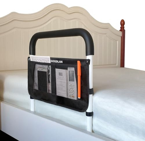 Bed Rails for Elderly Adults Safety Adjustable Heights Storage Pocket Assist Support Side Railings for Seniors Citizens Slides Under Mattressbed Cane Bed Guard Bed Handles Bars (white)