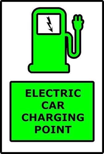 Electric Car Charging Point | 40cm x 30cm | Green - Vinyl Sign for Public and Private Parking, Business Entrances, Retail Spaces, Eco-Friendly Vehicle Support