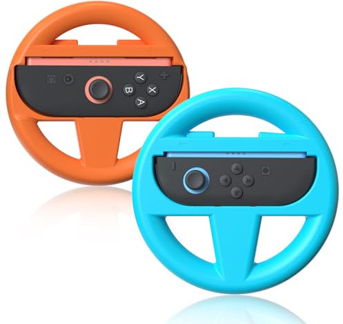 Aceshop 2 Pezzi Volanti per Nintendo Switch 2, Volante da Corsa Joy-Con Switch2 Ruote da Corsa Volante per Nintendo Switch 2 Interruttore Volante da Corsa per Mario Kart 8 Deluxe (Arancione e Blu)
